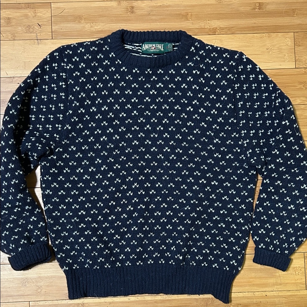 90’s vintage American Eagle Birds Eye wool sweater M/L